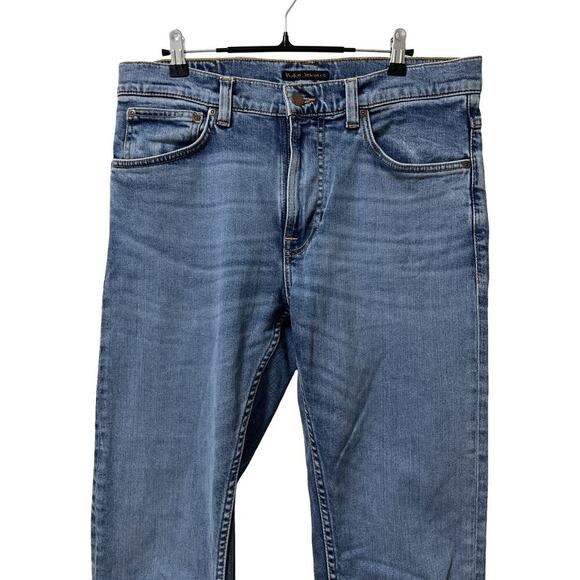 Nudie Jeans Men’s Lean Dean Straight Leg Jeans Size 32x34 Medium Wash Stretch - Picture 4 of 9